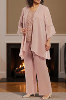 Load image into Gallery viewer, 3 Piece Dusty Rose Plus Size Long Mother of the Bride Dress with Jacket