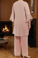 Load image into Gallery viewer, 3 Piece Dusty Rose Plus Size Long Mother of the Bride Dress with Jacket