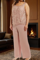 Load image into Gallery viewer, 3 Piece Dusty Rose Plus Size Long Mother of the Bride Dress with Jacket