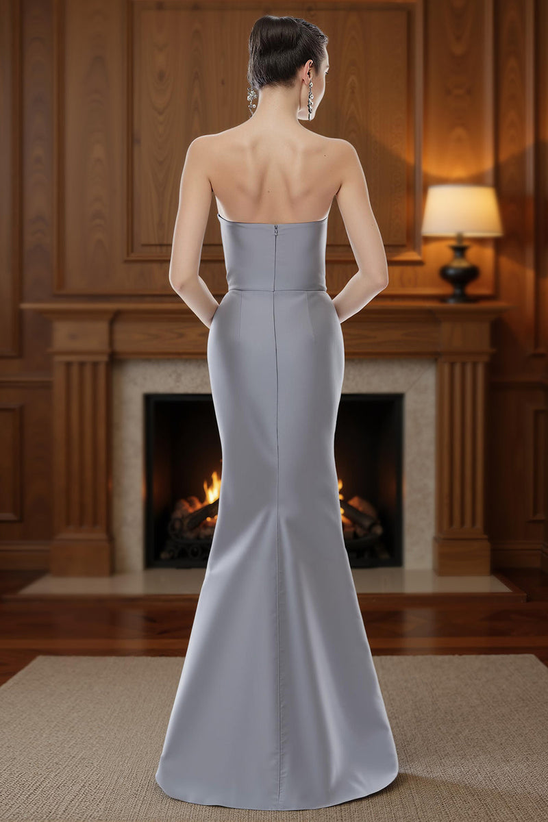 Load image into Gallery viewer, Silver Strapless Mermaid Long Mother of the Bride Dress