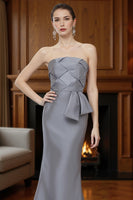 Load image into Gallery viewer, Silver Strapless Mermaid Long Mother of the Bride Dress