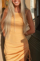 Load image into Gallery viewer, Yellow Spaghetti Straps Bodycon Mini Dress