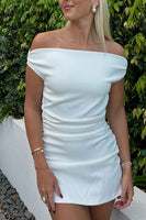 Load image into Gallery viewer, White Off The Shoulder Bodycon Mini Birthday Dress