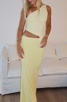 Load image into Gallery viewer, Yellow One Shoulder Cut Out Sheath Maxi Formal Dress