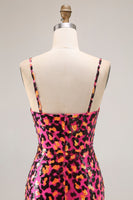 Load image into Gallery viewer, Sparkly Fuchsia Mermaid Leopard Long Prom Dress with Slit