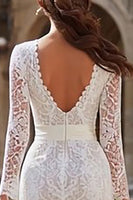 Load image into Gallery viewer, Ivory Lace Bodycon Midi Wedding Dress with Sleeves