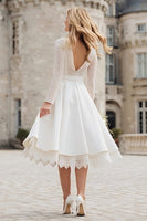 Load image into Gallery viewer, Ivory Backless A Line Midi Engagement Dress with Lace