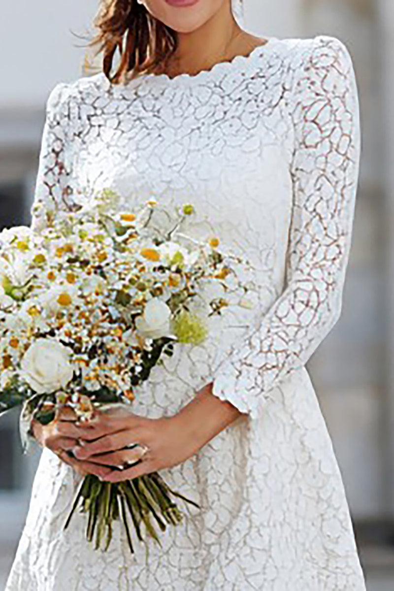 Load image into Gallery viewer, Ivory Lace A Line Long Sleeves Engagement Dress