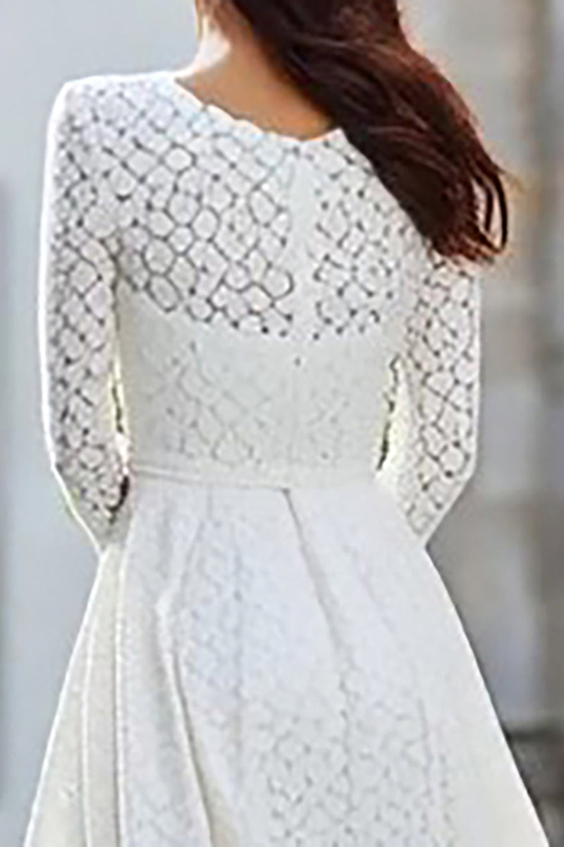 Load image into Gallery viewer, Ivory Lace A Line Long Sleeves Engagement Dress