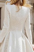 Load image into Gallery viewer, Ivory Round Neck A Line High-Low Engagement Dress with Sleeves