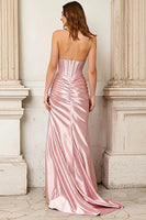 Load image into Gallery viewer, Sparkly Pink Mermaid Beaded Long Corset Prom Dress