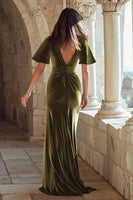 Load image into Gallery viewer, Olive Mermaid Velvet Maxi Holiday Party Dress