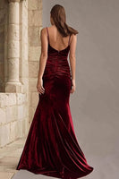 Load image into Gallery viewer, Burgundy Mermaid Velvet Maxi Holiday Party Dress