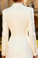 Load image into Gallery viewer, Peak Lapel White Mini Blazer Wedding Dress with Sleeves