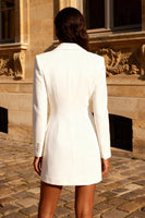 Load image into Gallery viewer, White Peak Lapel Double Breasted Mini Blazer Wedding Dress