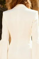 Load image into Gallery viewer, White Peak Lapel Mini Ruffled Blazer Wedding Dress with Button