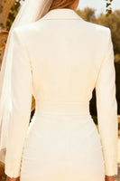 Load image into Gallery viewer, White Peak Lapel Mini Bodycon Blazer Wedding Dress