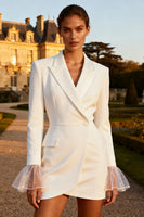 Load image into Gallery viewer, White Peak Lapel Single Breasted Short Blazer Wedding Dress