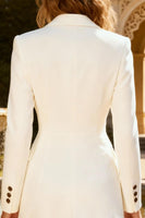 Load image into Gallery viewer, White Double Breasted Peak Lapel Ruffled Short Blazer Wedding Dress