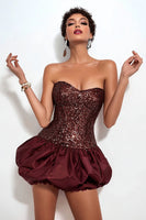 Load image into Gallery viewer, Sparkly Burgundy A Line Sweetheart Short Cocktail Dress