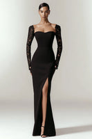 Load image into Gallery viewer, Black Sweetheart Mermaid Long Sleeves Formal Dress