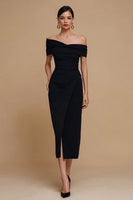 Load image into Gallery viewer, Black Mermaid Off the Shoulder Maxi Formal Dress with Slit