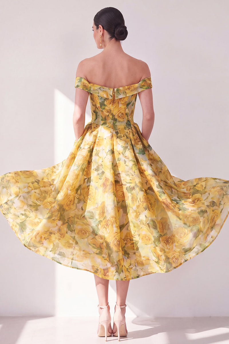 Queendancer Women Floral Butter Yellow Maxi Beach Wedding Guest Dress A Line Off the Shoulder Summer Dress queendanceruk Queendancer Women Floral Butter Yellow Maxi Beach Wedding Guest Dress A Line Off the Shoulder Summer Dress queendanceruk