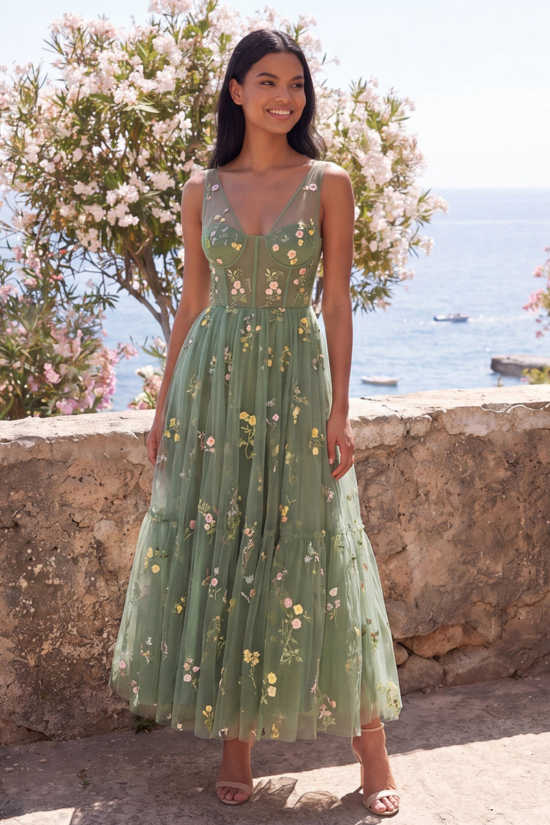 Queendancer Women Dusty Sage Maxi Floral Corset Beach Wedding Guest Dress V-Neck A Line Formal Dress – queendanceruk Queendancer Women Dusty Sage Maxi Floral Corset Beach Wedding Guest Dress V-Neck A Line Formal Dress – queendanceruk