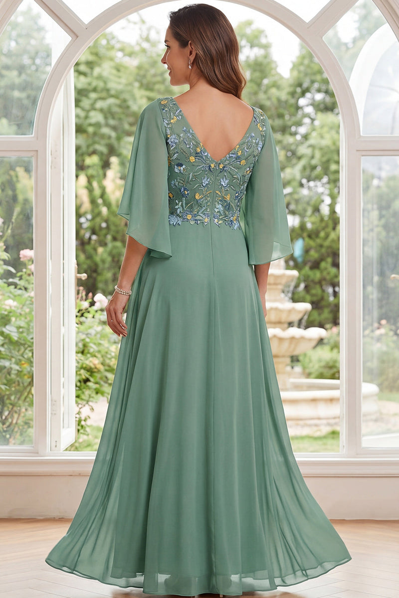 Queendancer Women Sage Green Floral Long Mother of the Bride Dress V-Neck Flutter Sleeves A Line Mother of the Groom Dress queendanceruk Queendancer Women Sage Green Floral Long Mother of the Bride Dress V-Neck Flutter Sleeves A Line Mother of the Groom Dress queendanceruk