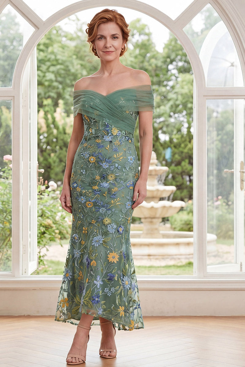 Queendancer Women Green Floral Long Mother of the Bride Dress Off the Shoulder Ruched Mermaid Mother of the Groom Dress queendanceruk Queendancer Women Green Floral Long Mother of the Bride Dress Off the Shoulder Ruched Mermaid Mother of the Groom Dress queendanceruk