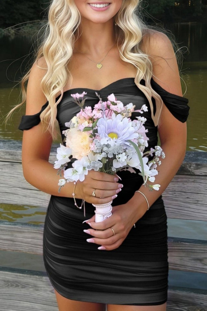 Load image into Gallery viewer, Red Bodycon Off the Shoulder Ruched Short Prom Dress