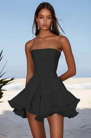 Load image into Gallery viewer, Yellow Chiffon Ruched Mini Party Dress with Ruffles