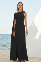 Load image into Gallery viewer, Dusty Rose Sheath Chiffon Long Engagement Dress with Cape