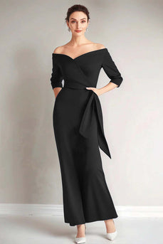 Elegant Plum Off the Shoulder Mother of the Bride Dress