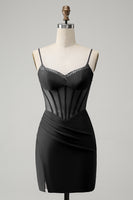 Load image into Gallery viewer, Glitter Fuchsia Beaded Corset Tight Short Prom Dress