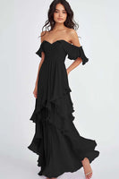 Load image into Gallery viewer, Lilac Off the Shoulder Ruffled Long Formal Dress
