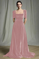 Load image into Gallery viewer, Olive A Line Velvet Square Neck Long Holiday Party Dress with Sleeves