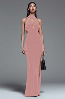 Load image into Gallery viewer, Dark Green Cut Out Mermaid Velvet Long Holiday Party Dress with Slit