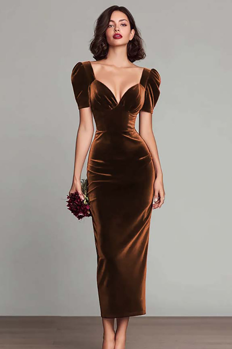 Load image into Gallery viewer, Burgundy Sheath Maxi Velvet Holiday Party Dress
