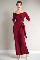 Load image into Gallery viewer, Elegant Plum Off the Shoulder Mother of the Bride Dress
