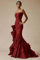 Load image into Gallery viewer, Sweetheart Mermaid Tiered Long Black Tie Dress