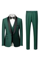 Load image into Gallery viewer, Black Satin Shawl Lapel 3-Pieces Men's Suits