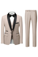 Load image into Gallery viewer, Black Satin Shawl Lapel 3-Pieces Men's Suits