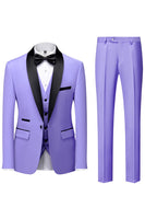 Load image into Gallery viewer, Black Satin Shawl Lapel 3-Pieces Men's Suits