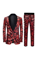 Load image into Gallery viewer, Red Sequins Men's 2 Pieces Suits