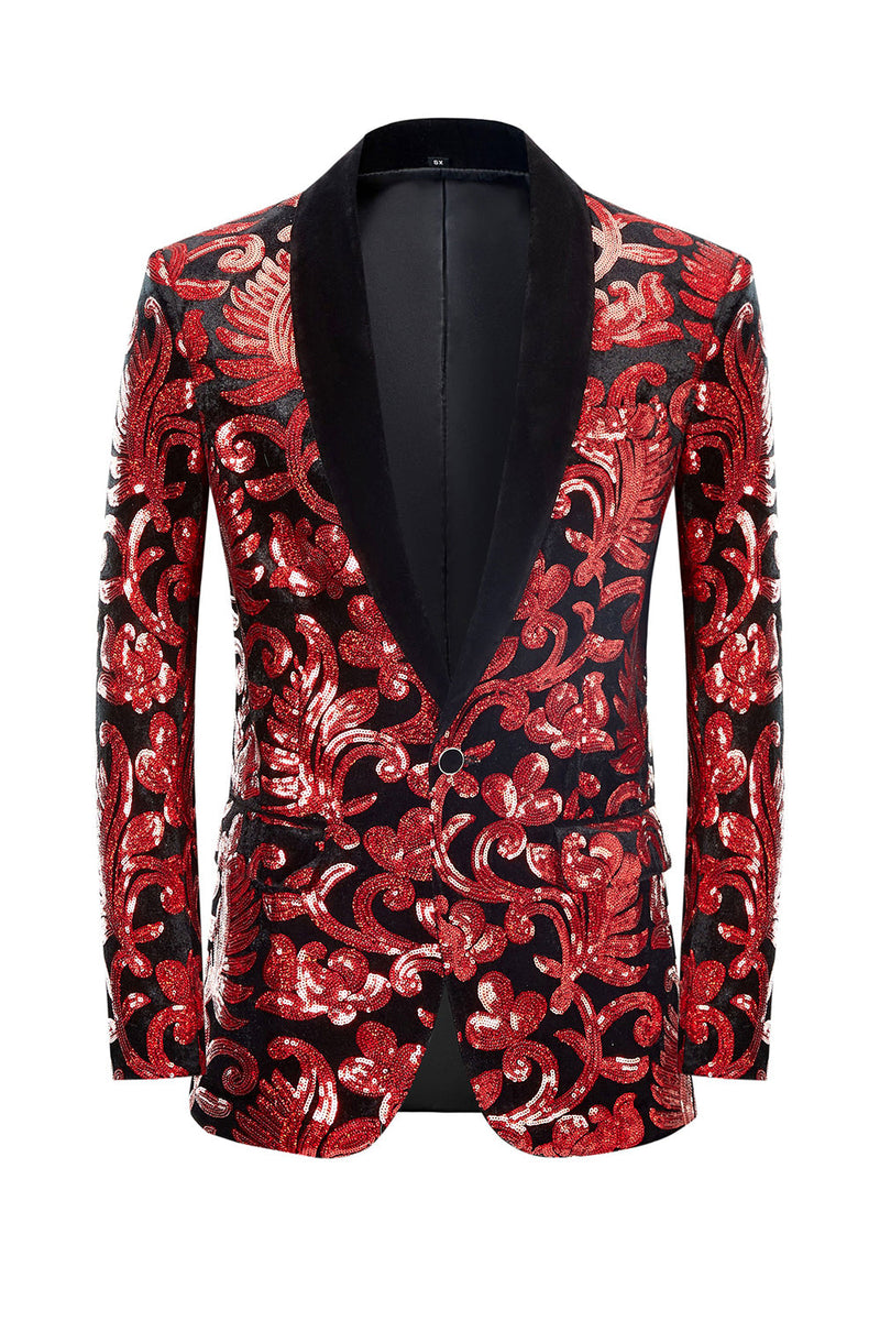 Load image into Gallery viewer, Red Sequins Men's 2 Pieces Suits