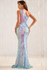 Load image into Gallery viewer, Mermaid One Shoulder Sparkly Green Sequins Long Prom Dress