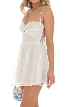 White A-Line Spaghetti Straps Short Graduation Dress