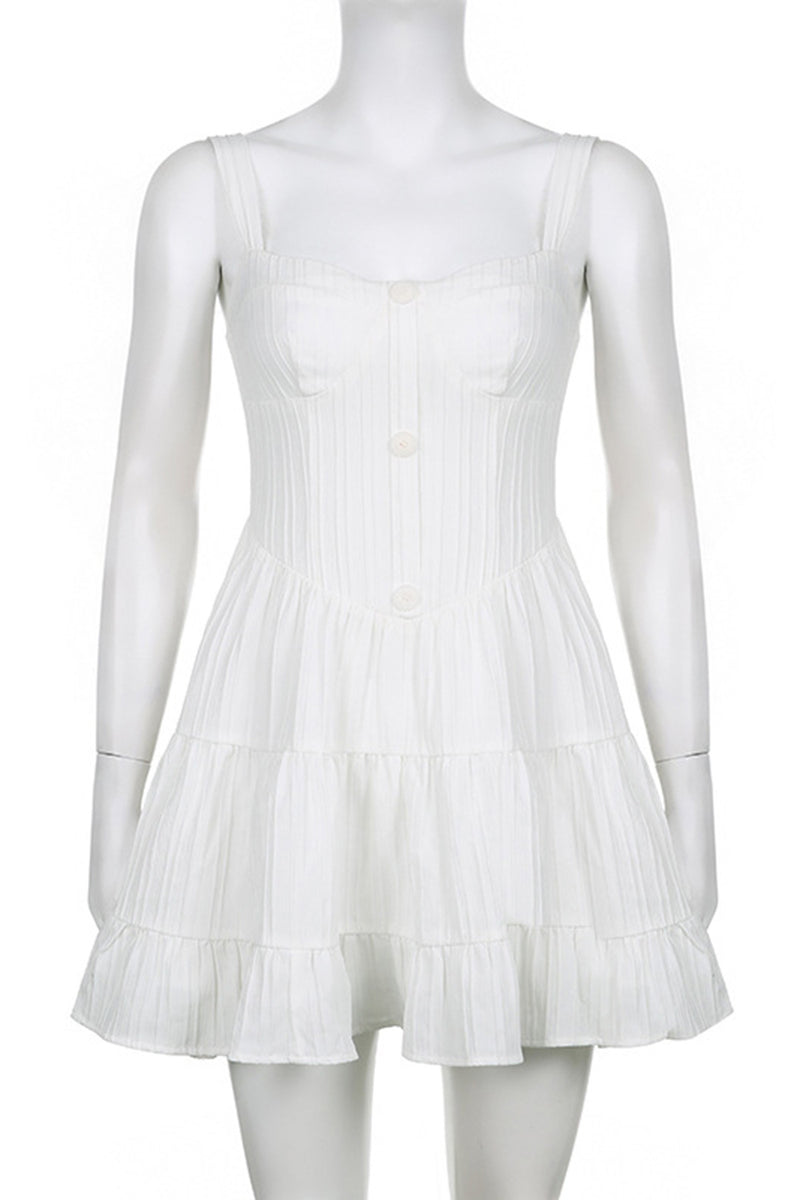 Load image into Gallery viewer, White A-Line Straps Short Mini Graduation Dress