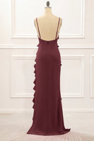Load image into Gallery viewer, Dark Green Backless Spaghetti Straps Prom Dress With Slit